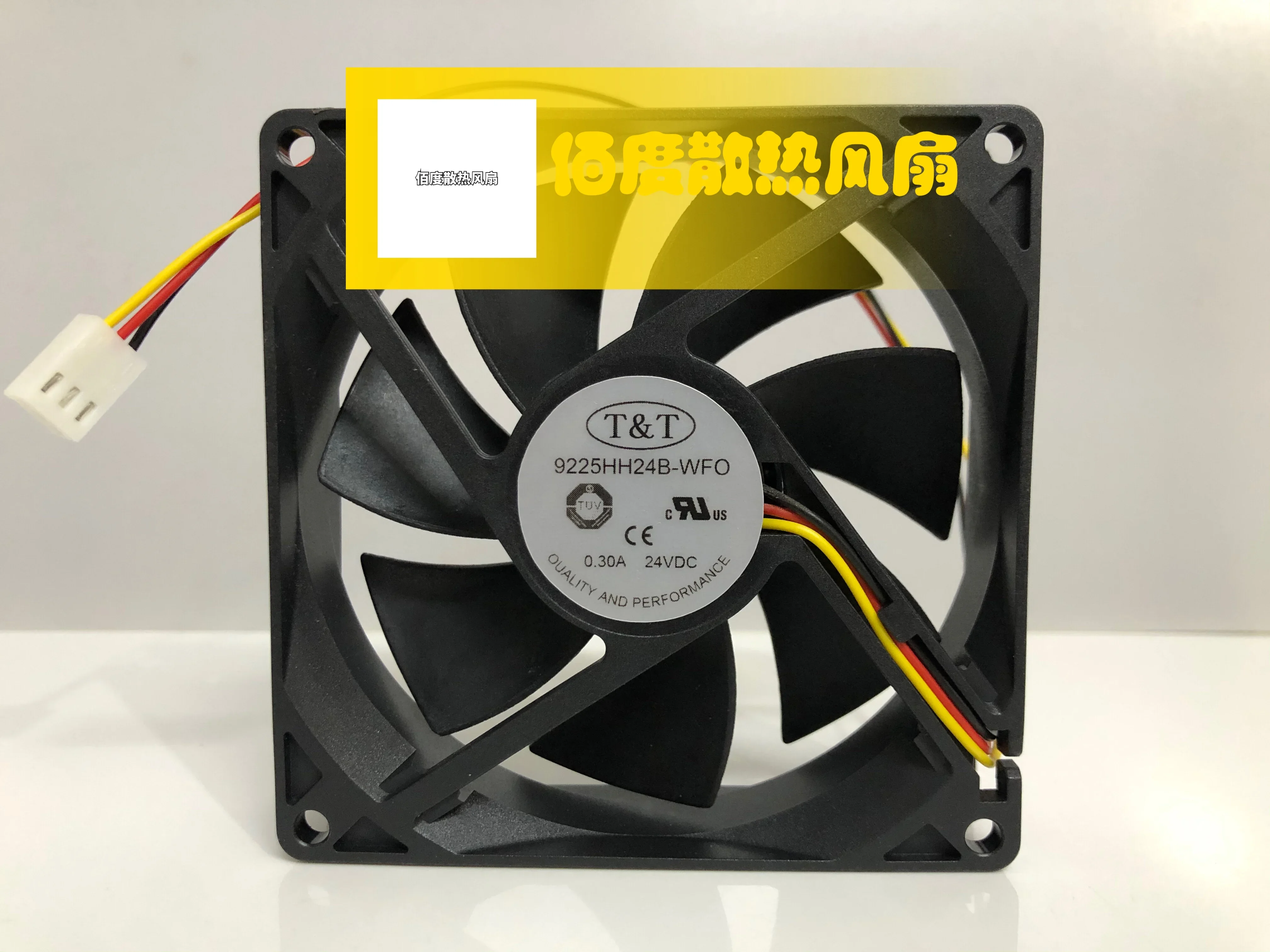 T&T 9225HH24B-WFO DC 24V 0.30A 92x92x25mm 3-Wire Server Cooling Fan