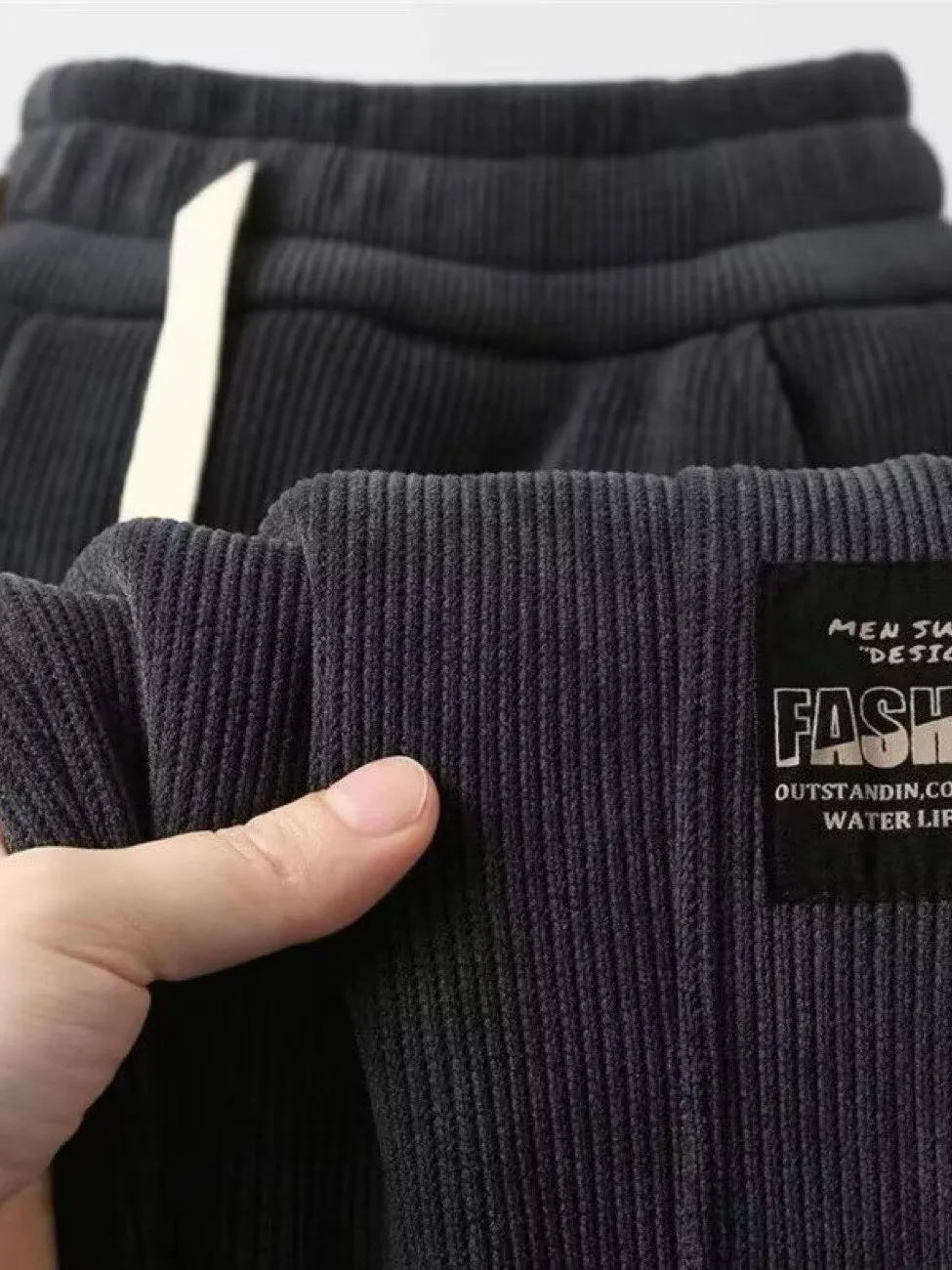 

Men's Casual Corduroy Sweatpants Spring Autumn Workwear Durable Dir-resistant Cuffed Leisure Trousers Polyester Fiber