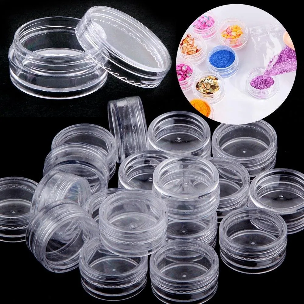 50PCS 2g 3g 5g 10g 15g 20g Cosmetic Jar Small Empty Refillable Plastic Container Eyeshadow Makeup Face Cream Jar Jewelry Boxes