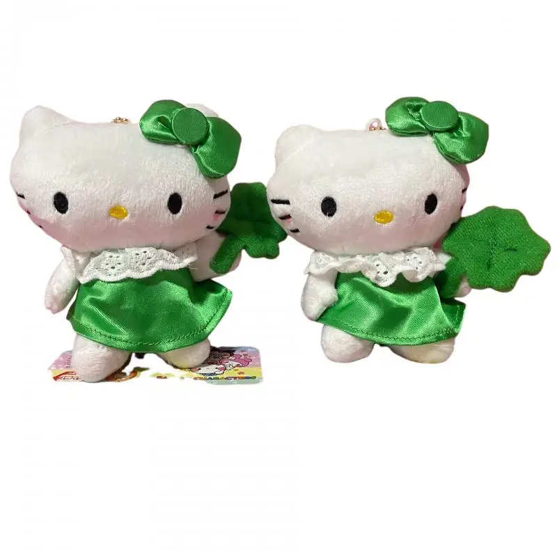 Hello Kitty Portachiavi in peluche Sanrio Cartoon Trifoglio Kt Gatto Peluche Ciondolo Peluche Anime Borsa periferica Cerniera Decorazione Regali