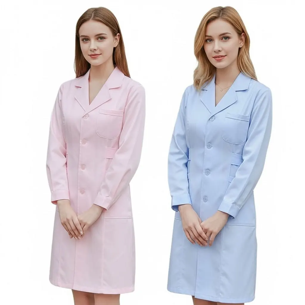 

Elegant Slim Fit Esthetician Uniform Tunic - Long Sleeve Spa Beauty Salon Workwear for Microblading