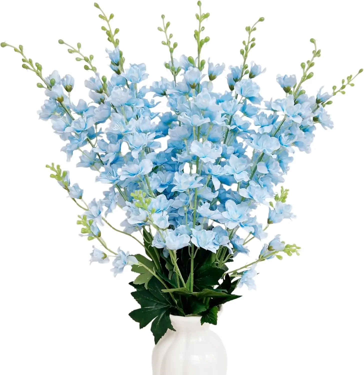 

8 pcs Sky Blue Delphinium Artificial Flowers, 34.25''Artificial Snapdragon Flowers Tall Fake Flowers Silk Flowers Faux D