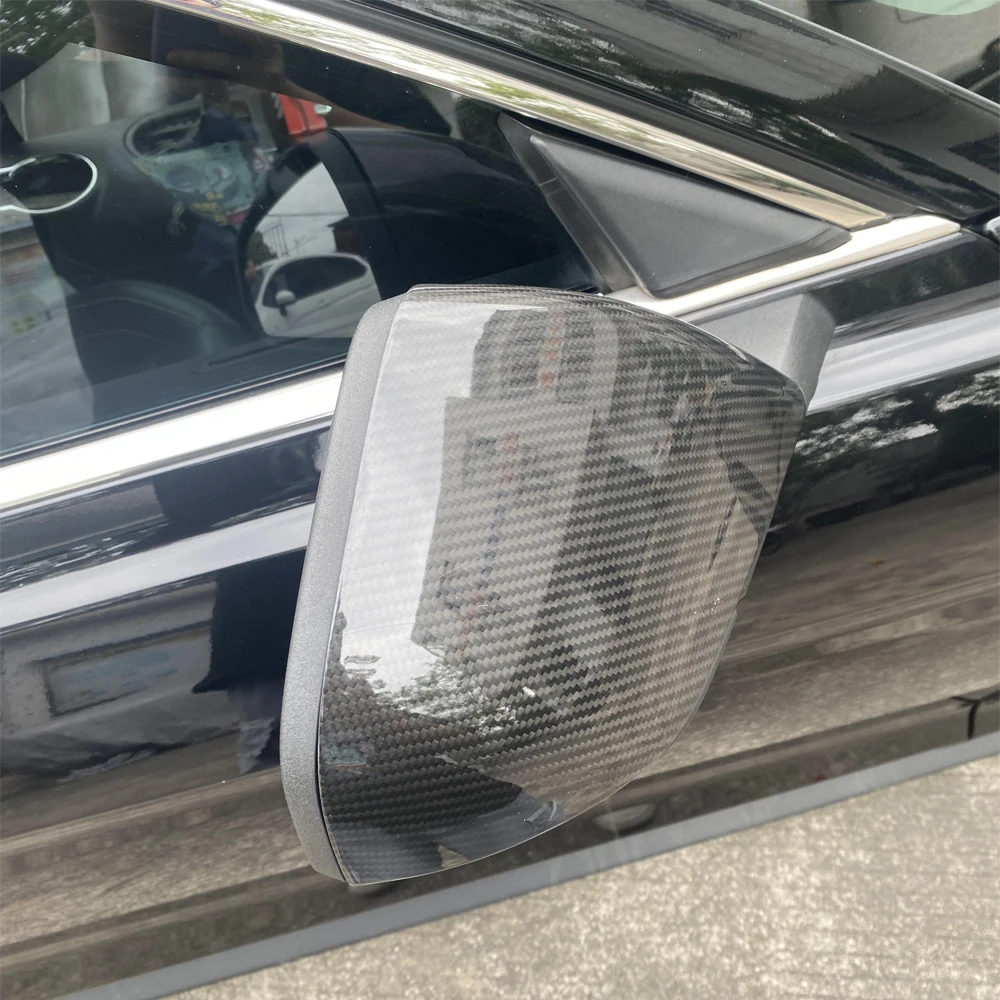 

Real Dry Carbon Fiber Car Rearview Mirror Cover Caps US Style Without Light Cutout For Ford Mustang 2015-2022