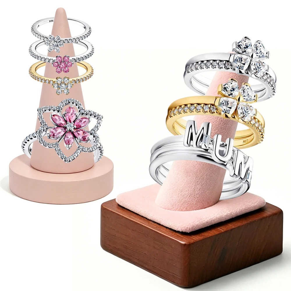 

2026 New 925 Silver Hot Selling Double Cocktail Flower Lucky Exquisite Festival DIY Charm Jewelry Ring Display Tool