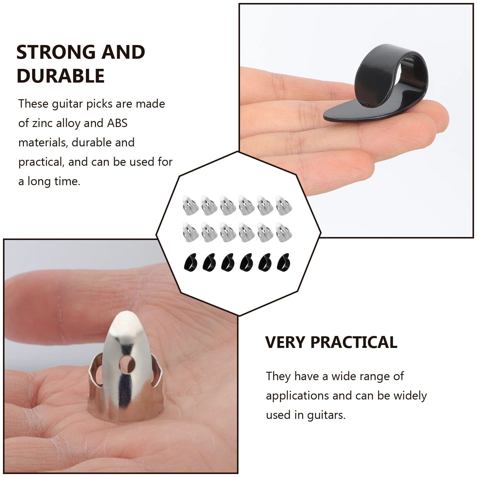 

Guitar Finger Cots Metal Pick Bass Picks Thumb for Electric Abs Banjo Adjustable