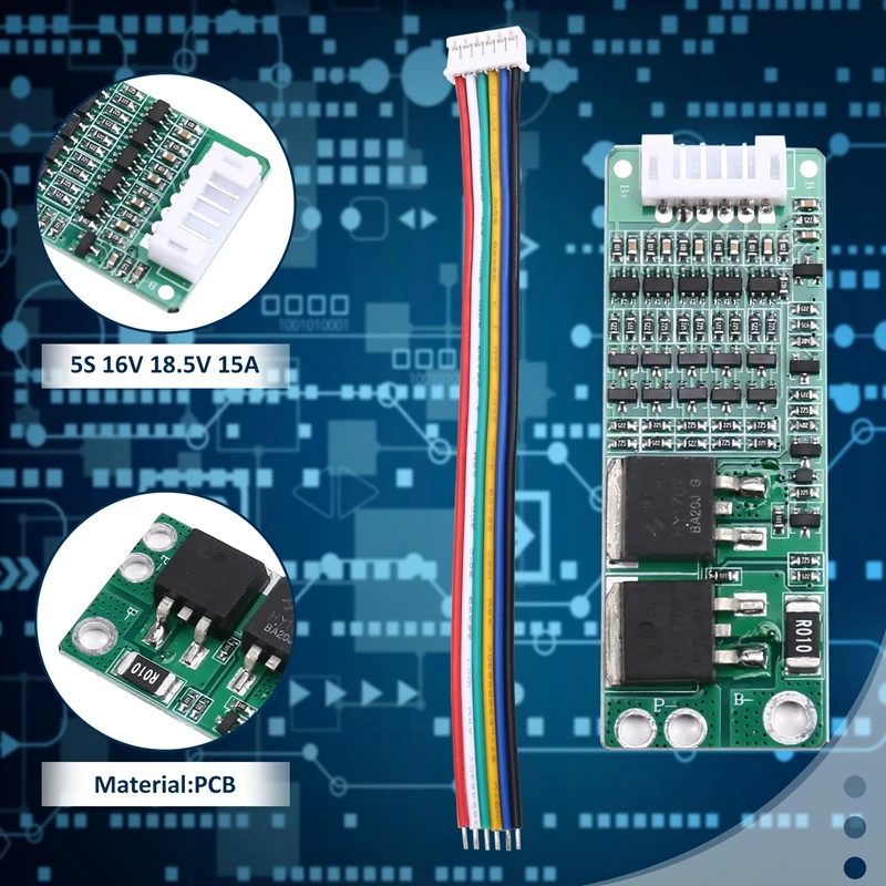 3 pces 5S 16v 18.5v 15a li-ion placa de proteção da bateria de lítio com sobrecarga excessiva proteção contra curto-circuito