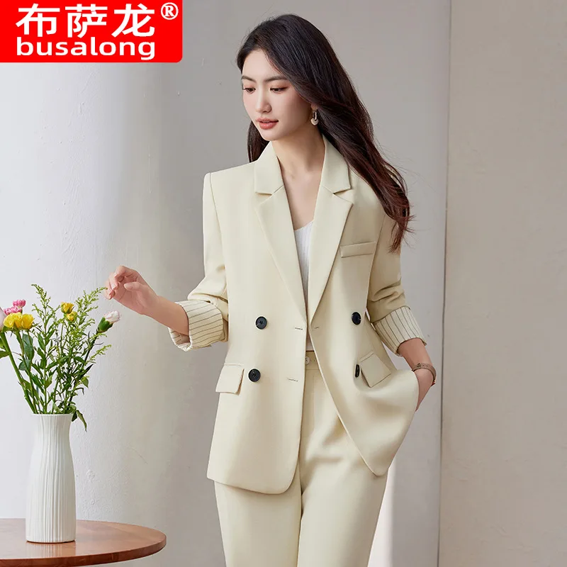 

Spring and Autumn Double-Breasted Workwear for Female Teachers, Formal Professional Suit, Spring Workplace Blazer, Korean Style
