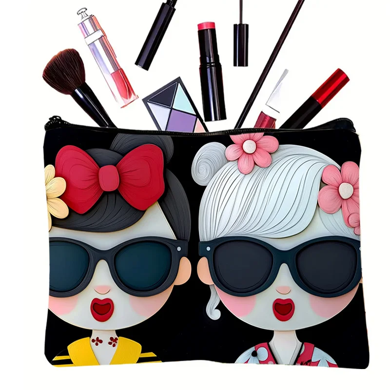 Makeup Pouch with Cartoon Character Patterns, Bright Colors, And a Fun, Charming Design for Travel And Camping Toiletry Bag