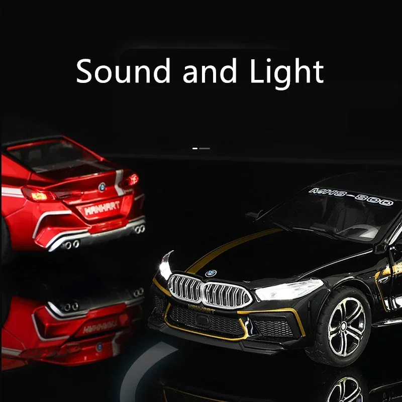 1:32 BMW M8 Simulation Metal Vehicles Pull Back Diecast Model Car Toys Sport Car With Sound Light For Kids Gifts A28