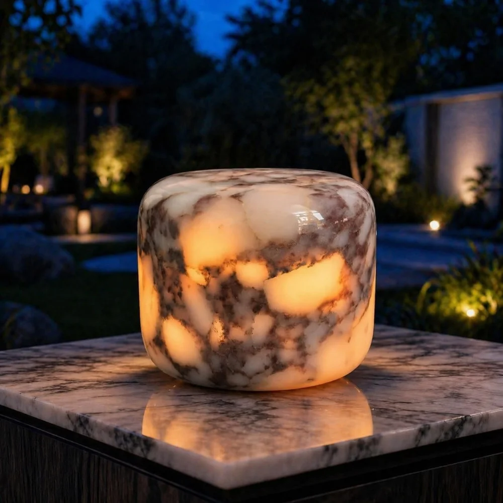 Marble Table Lamp Nature Stone Pat Lamps Type-C Pat Lamp Tap Night Light Bedside Lights for Bedroom Desk Decor Housewarming