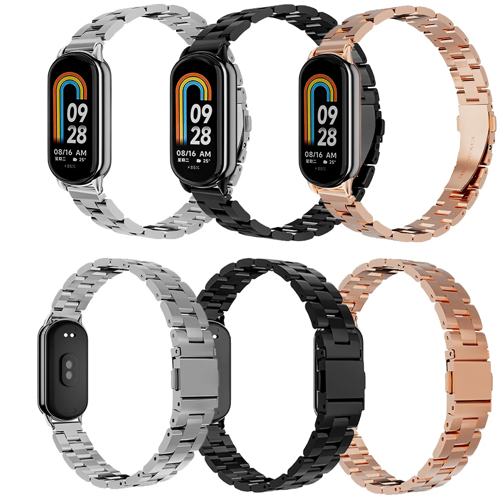 Bracelet en acier inoxydable pour Xiaomi Mi Band 8, NDavid, sangle en métal, ceinture de subdivision