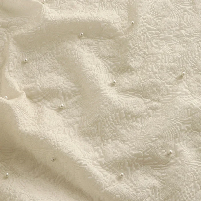 

130x50cm 3D Pearl Rose Relief Cloth Dress, Large Swing Skirt, Handmade DIY Bag Wrapper, Fashion Sewing Cloth