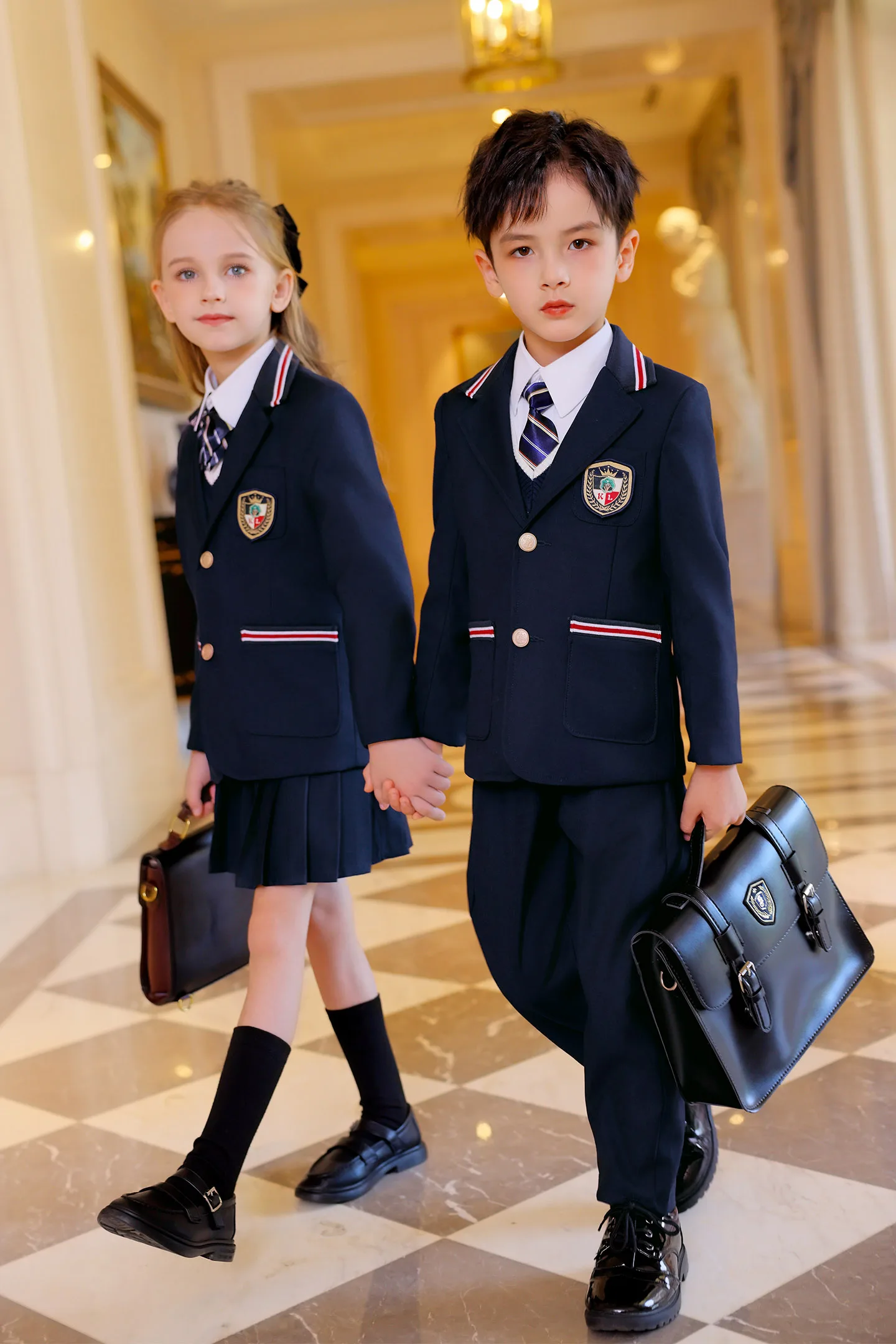 

Kids School Uniform Girls suit Jacket+Pleated Skirt Suits Boy Formal Dress Toddler Student Clothes Sets Child Class Outfits 3-20