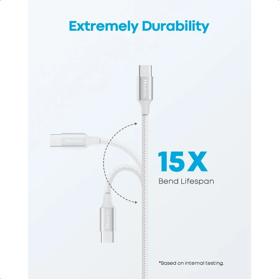 Kabel USB C Putih 10 kaki Panjang Kabel USB A ke USB C Pengisian Cepat Kabel Charger USBC Terjalin Kompatibel dengan iPhone 16 15 Pro Max