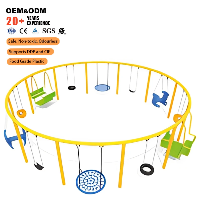 Custom Wholesale Outdoor Playground Multiple Kids Swing Set For Amusement Park