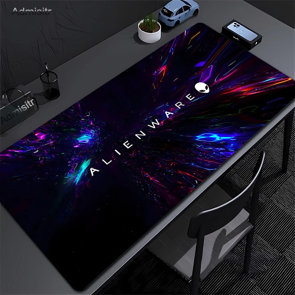 Podkładki na biurko dla graczy czarna Alienware animacja podkładka pod mysz do gier komputerowych podkładki pod klawiaturę Lockrand podkładka pod mysz na mysz komputerową dywan 90x40cm — zdjęcie produktu 5
