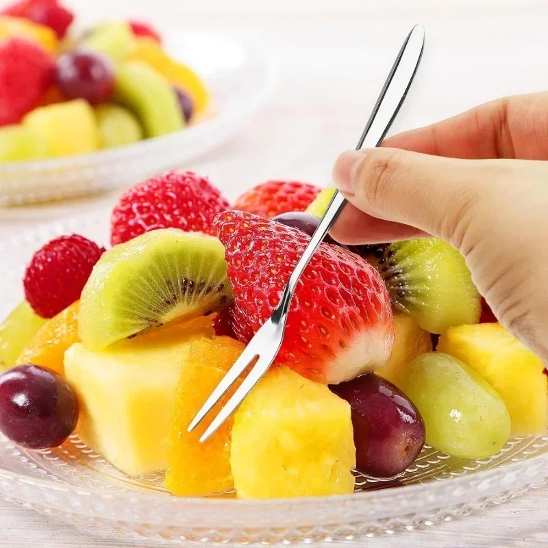Stainless Steel Cocktail Forks Appetizer Dessert Forks Environmental Protection Fruit Fork Reusable Salad Fork Party Accessories