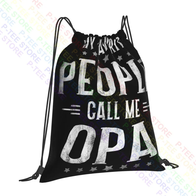 My Favorite People Call Me Opa Fathers Day Drawstring Bags Gym Bag Cute Art Print Lightweight School Sport Bag