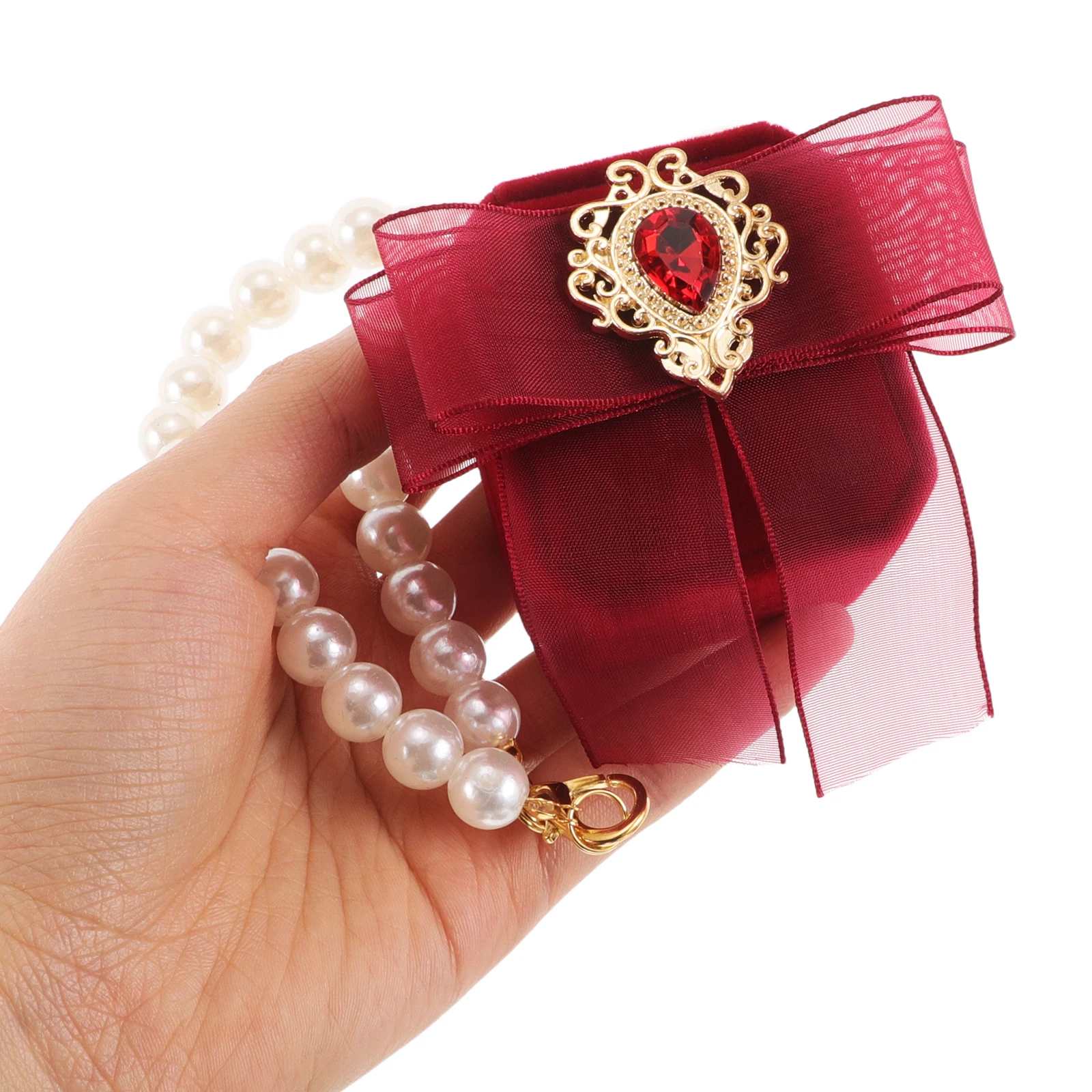 

Ring Carrier Collar Fake Pearl Necklace Ring Storage Box Pendant Proposal Engagement Party Photography Prop Durable