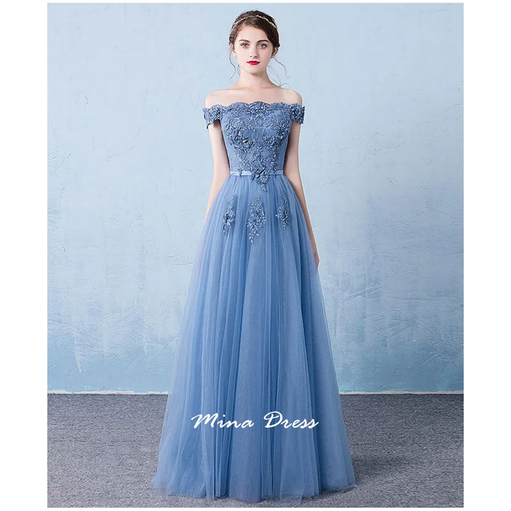 

Mina Customized One-Shoulder Evening Dresses for Special Occasions Embroidery Women Evening Dress 2025 Lace Back-length Ballgown