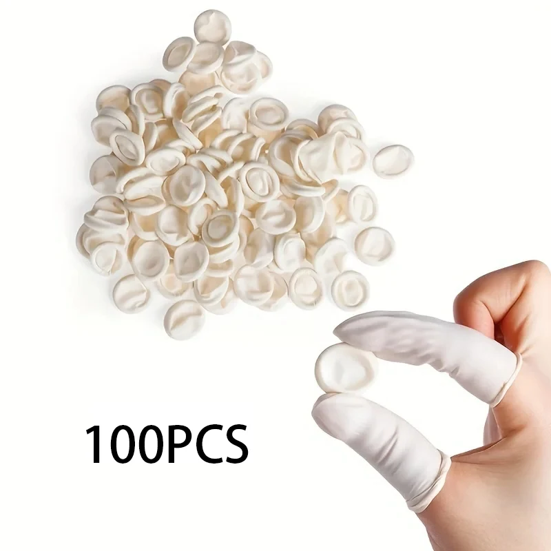 100Pcs Disposable Fingertips Protector Gloves Natural Rubber Non-slip Anti-static Latex Finger Cots Fingertips Durable Tool
