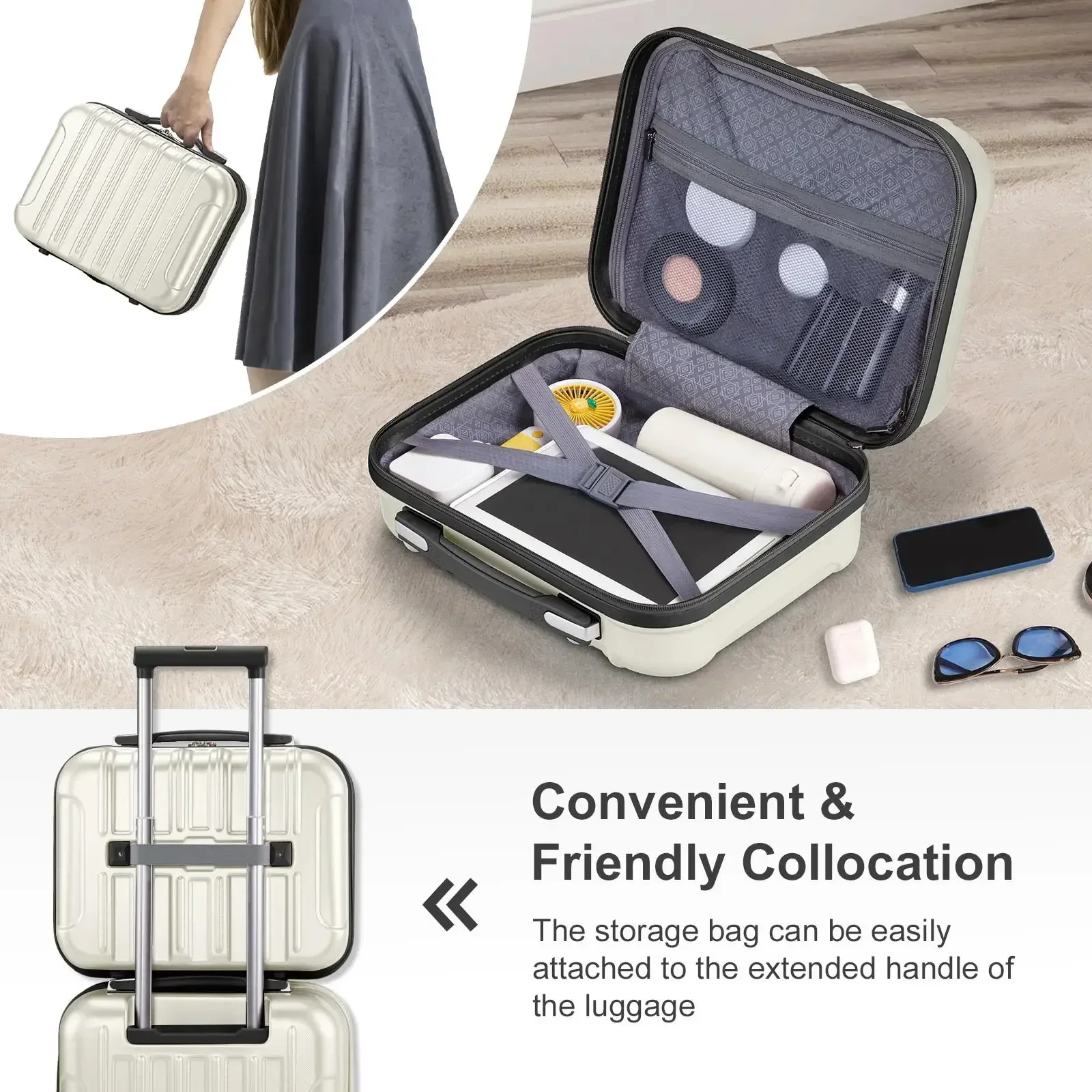 Conjunto de bagagem leve de 2 peças - 20 malhas expansíveis e 14 mini estojo cosmético