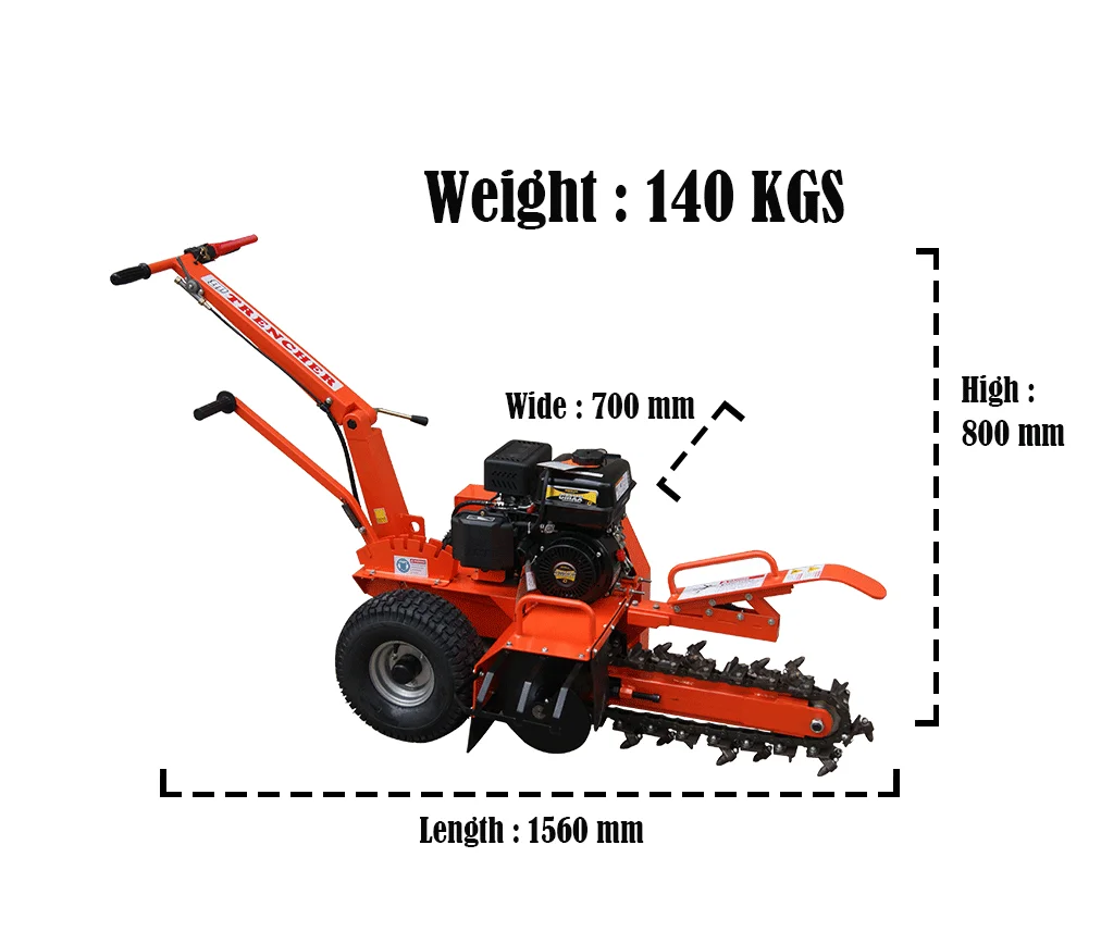 TUV CE Certificate K-maxpower 7HP Max Depth 450mm EPA Gasoline Powered Mini 3 Point Hitch Chain Trencher