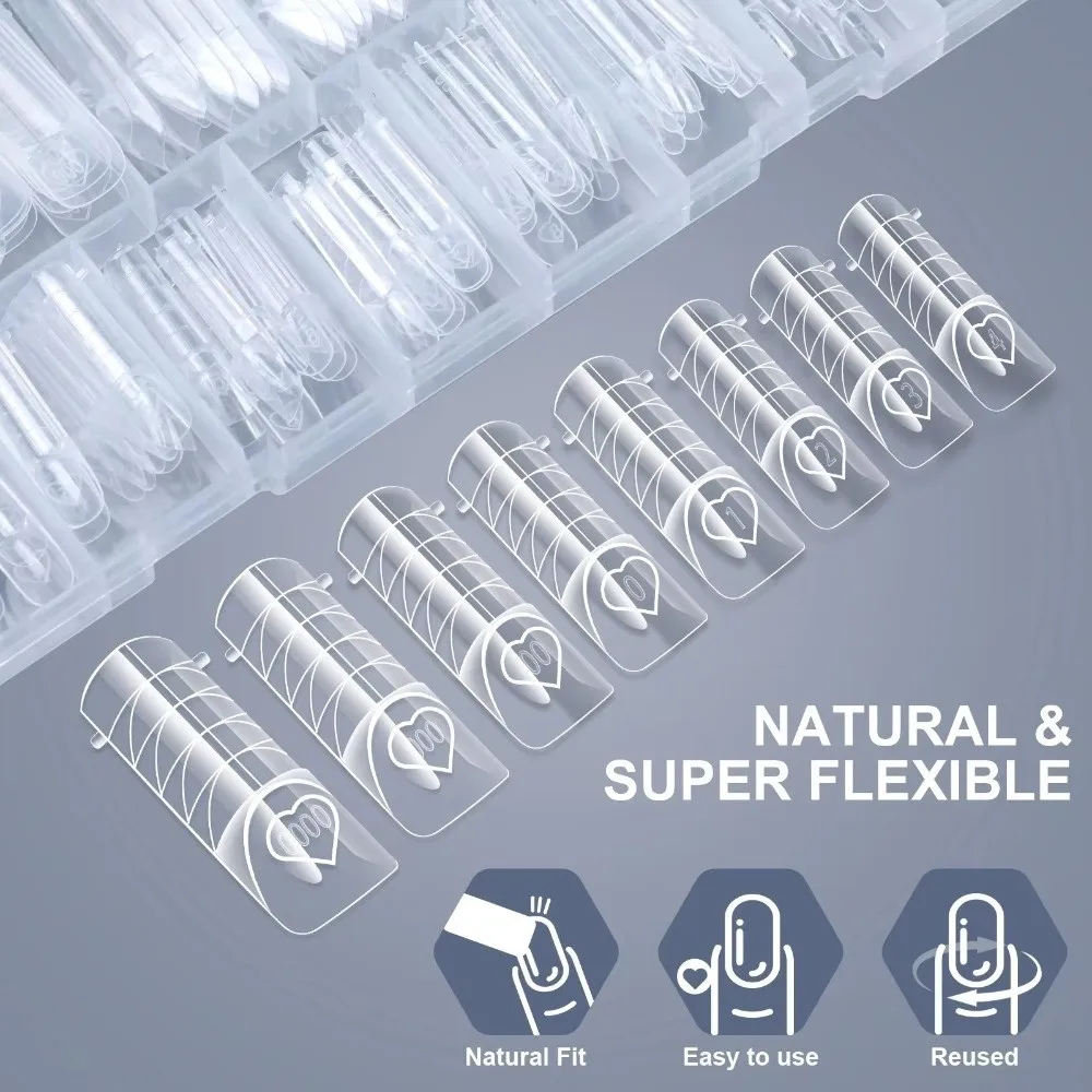 150PCS Ultra Short Space Nail Dual Forms Thin Seamless 15 Sizes French Nail Plates Manicure Tool No Trace