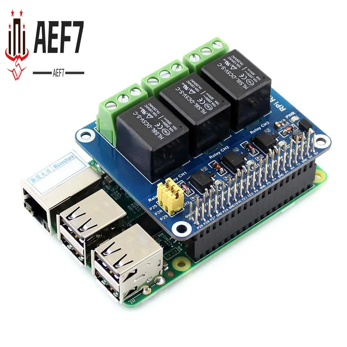 AEF7-Waveshare 5V 3-Kanal-Relaismodul-Erweiterungsplatine Breakout Shield HAT Kit für RPI Raspberry Pi Zero 2 W WH 2W 3
