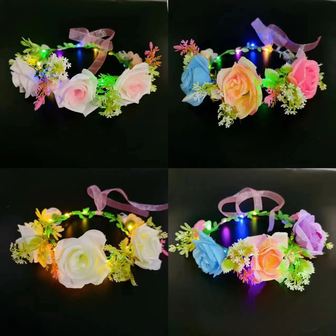 1pcs Women Girls Light Up Flower Crown Headband for s  Party Favors Wedding Festival