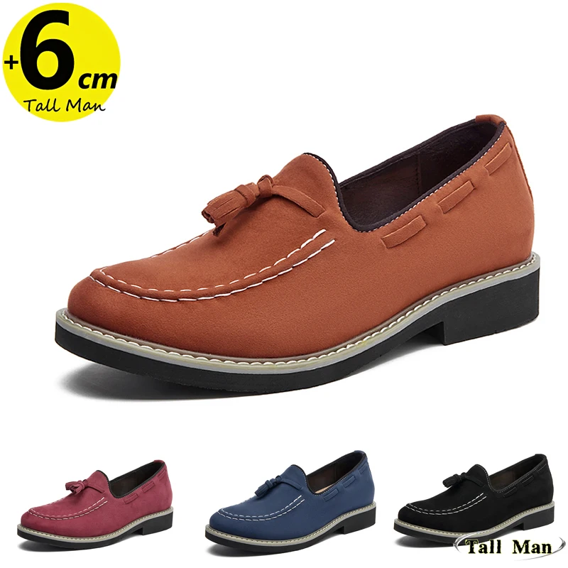 Loafers Man  Lift Chunky Shoes Business Men Elevator  Height Increase Insoles 6CM Plus Size 38-48