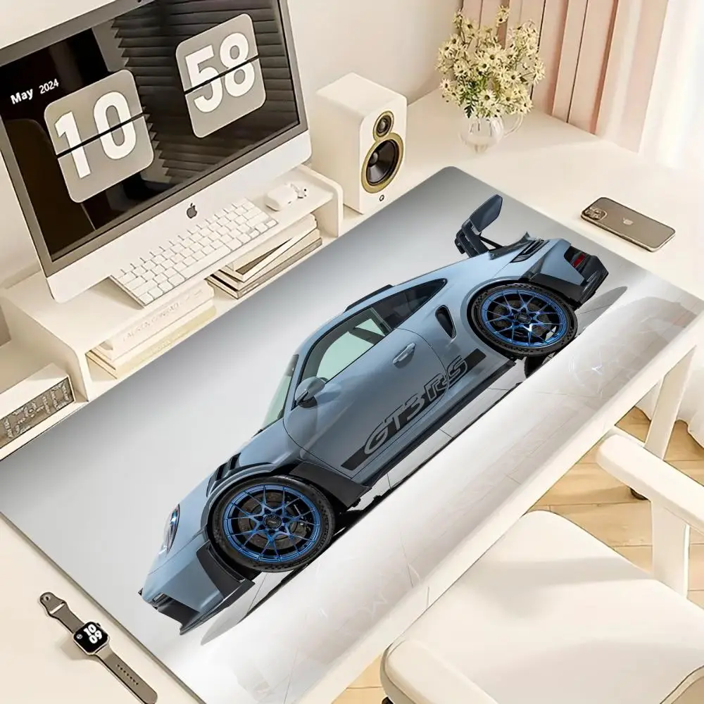 

Extended Desk Mat for Gamer Office Use Computer Accessories Large Blue Sports Car Design Gaming Mouse Pad Anti-Slip Rubber Base