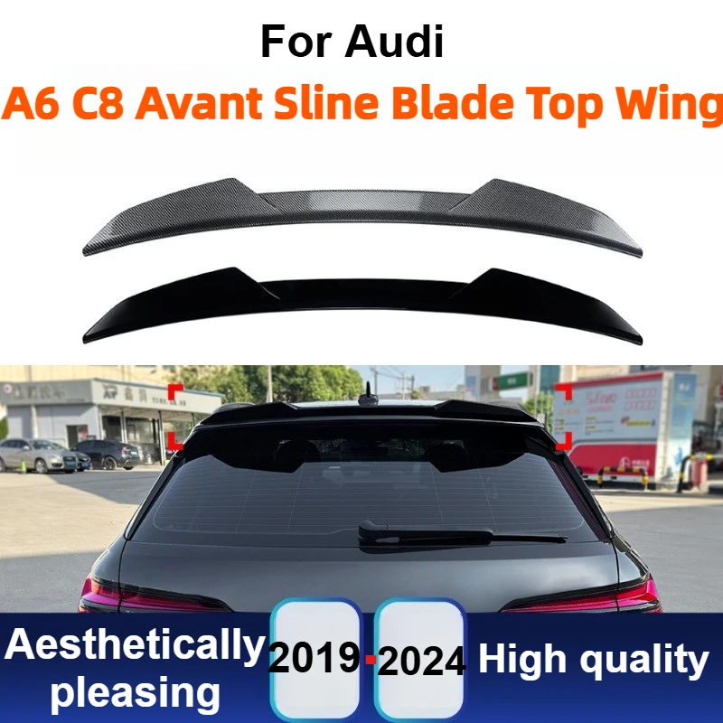 

For Audi A6 C8 Avant S Line 2019-2024 Blade Style Roof Spoiler Rear Wing Gloss Black ABS Decoration Modification Accessories