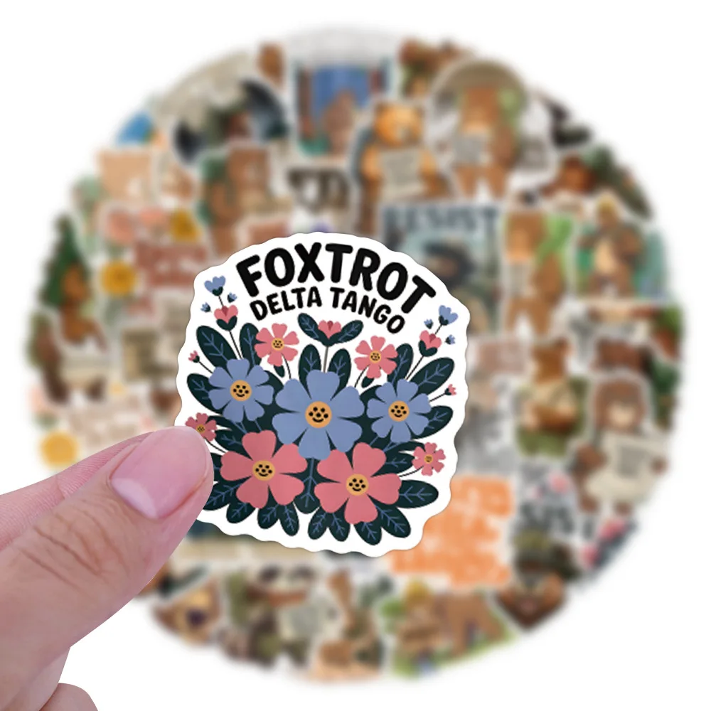 50 قطعة من ملصقات Foxtrot Delta Tango ملصقات جرافيتي على شكل الدب الكرتوني وأكواب الأمتعة المزخرفة وملصقات مقاومة للماء للكمبيوتر