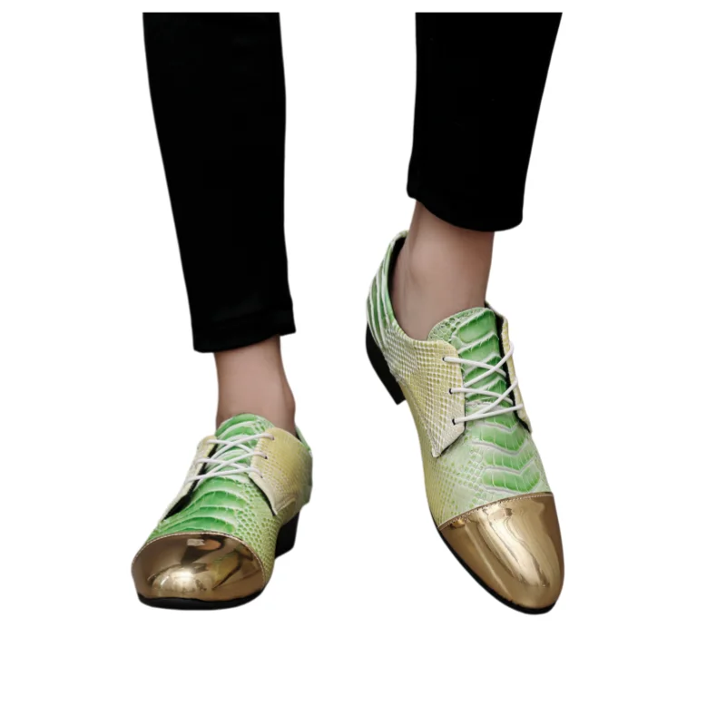 Designer New Snake Pattern Leather Shoes Men Round Toe Lace Up Wedding Party Oxfords Loafers Casual Business Shoes