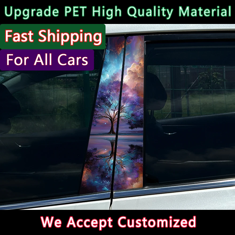 1/2pcs Thinking Fire poker Car Center Pillar Sticker Auto B Pillar Protective Film Decoration Scratch Cover Sticker
