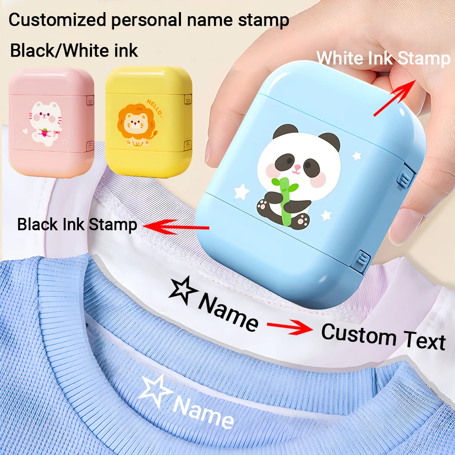 Double -layer black and white ink Student's Stamp Children's Name Seal Custom  Kindergarten Clothes Waterproof Name StickerStamp