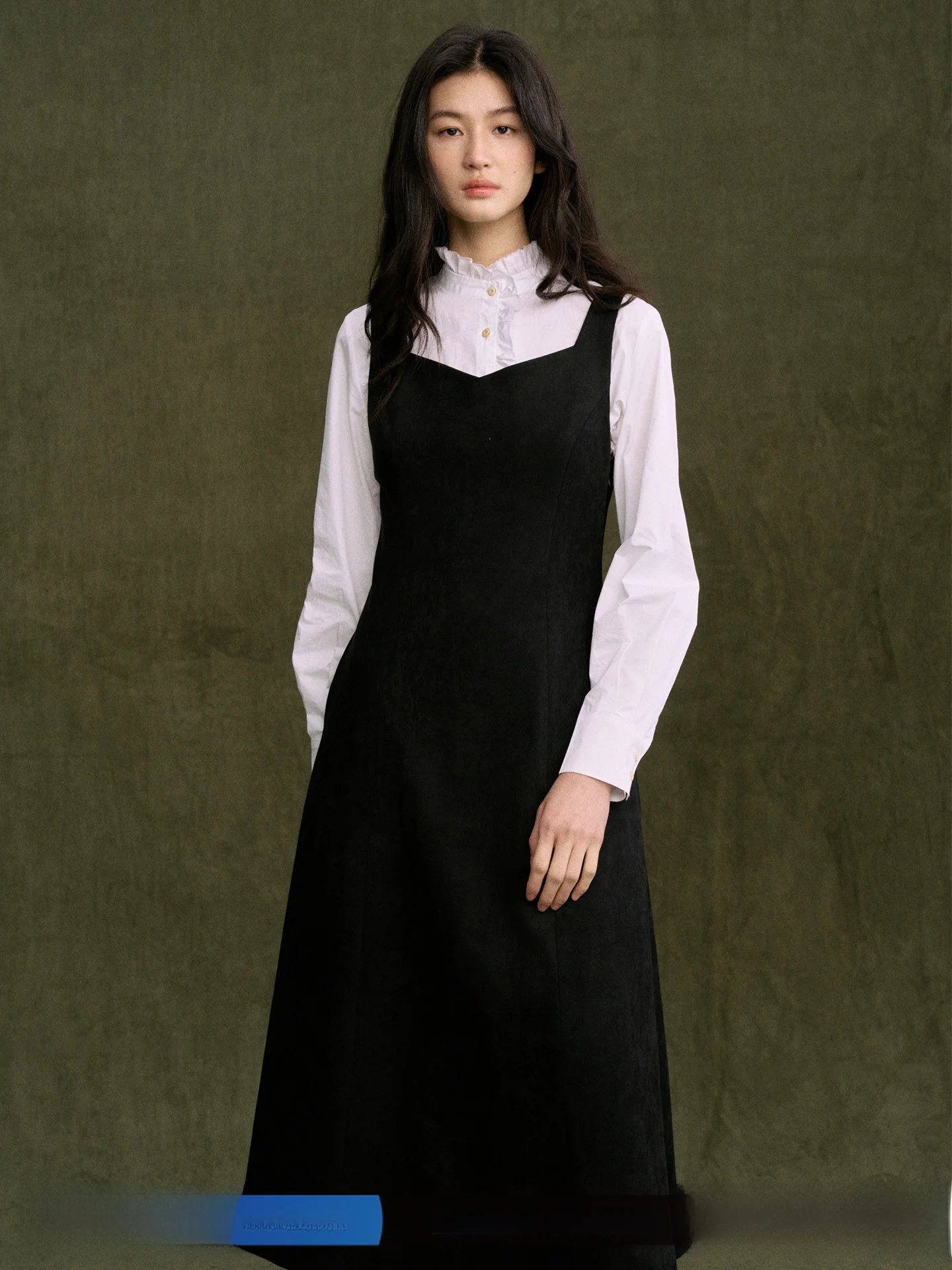 

Jicouture Black Suede Strapless Dress Women's Autumn Winter High Waist Slim Fit No Sleeve Bridesmaid Dress Artistic Style