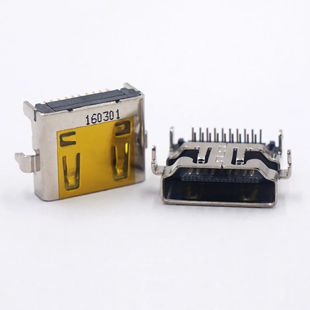 2/5PCS HDMI-Compatible Female Jack Socket Connector 19PIN 19P Right Angle SMT SMD 90 Degree Gold-Plated HD 19 PIN