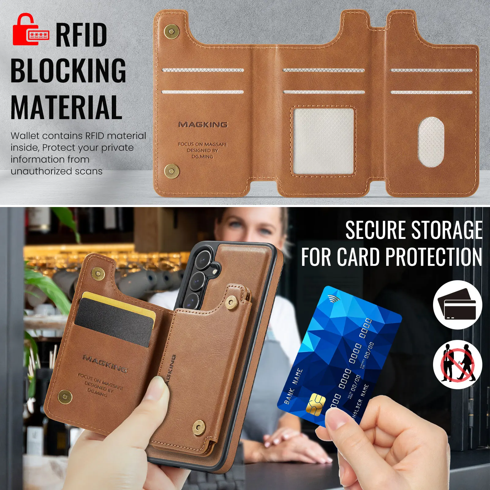 2 em 1 titular do cartão desta - Bifold Leather Wallet avaliação e preço