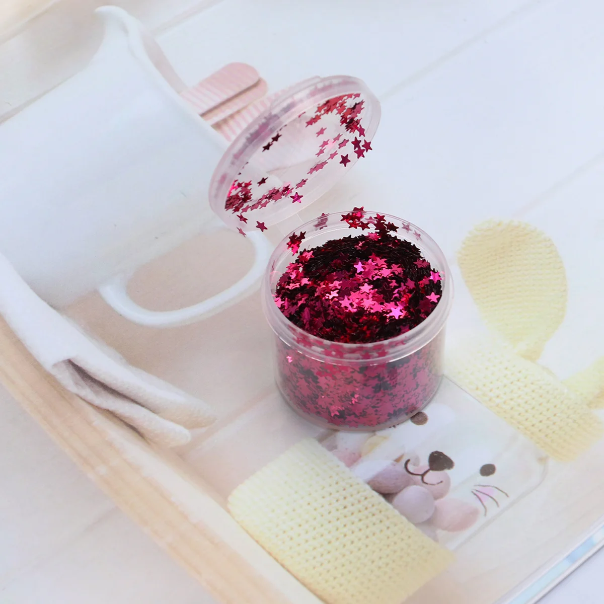 3 mm vijfpuntige ster pailletten roze gemakkelijk aan te brengen doe-het-zelf benodigdheden voor scrapbook uitnodiging gunst tas geschenkmand feest bruiloft