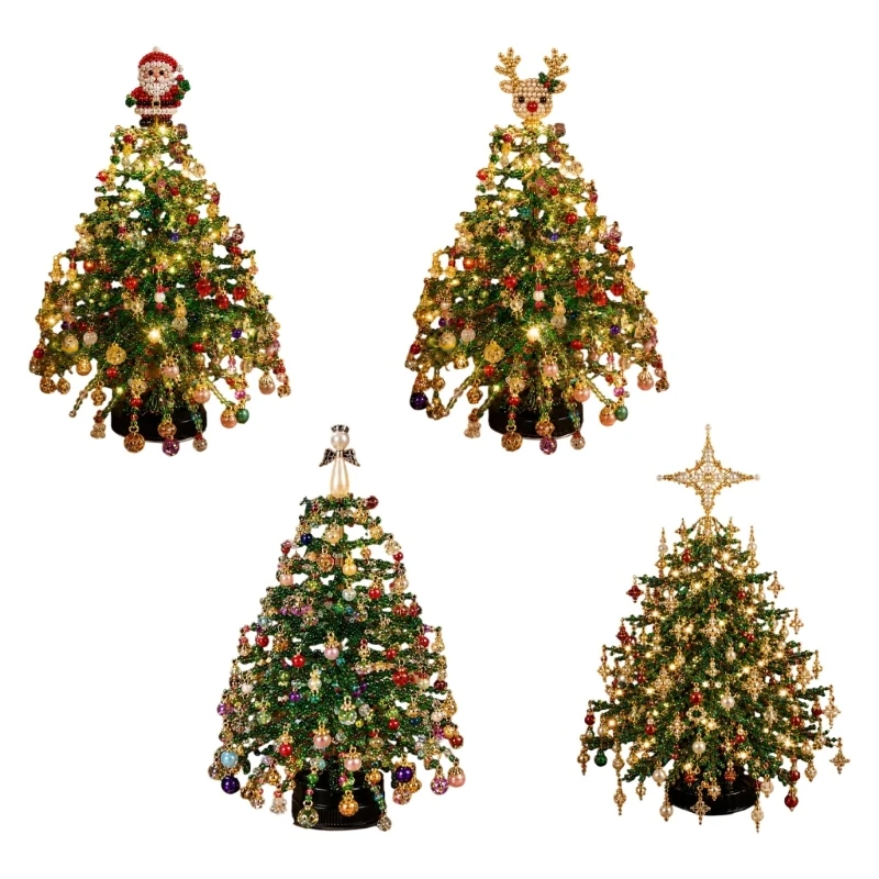 Holiday Craft Set for Christmas Tabletop Display, 3D Tree Project with Lighted Seasonal Presentation for Indoor Tables 15UB