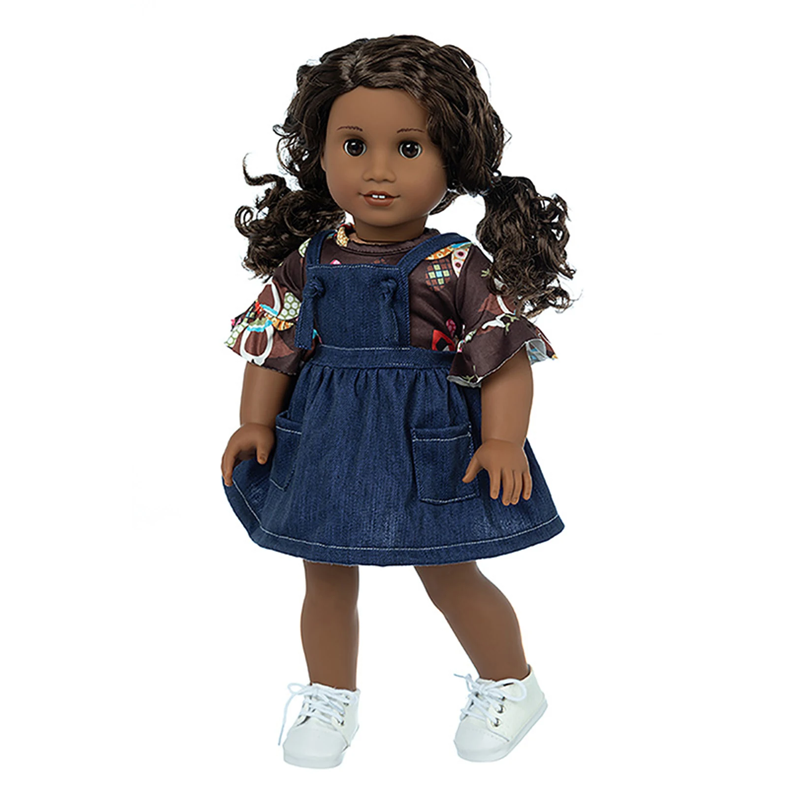 16-18 inch simulated doll clothing set, reborn doll clothing, children's toy accessories, turkey denim shoulder strap skirt