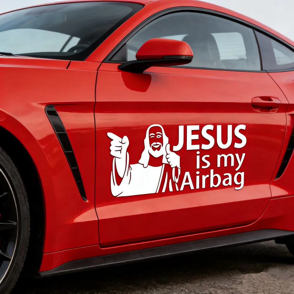 JESUS IS MY AIRBAG Custom Vinyl Car Sticker Decal for SUV/Truck/Windows - Waterproof, UV Resistant, Laser Cut, Easy to Install