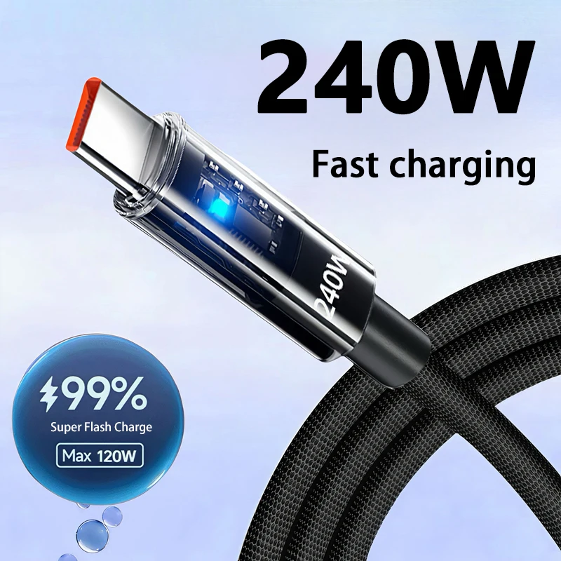 240W Super Fast Charging Cable Nylon Cable USB Type C For Sa