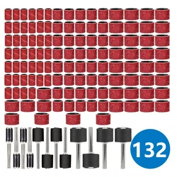 102/132pcs Sanding Drum Set 1/4 3/8 1/2 Inch Sanding Bands With Sanding Mandrels