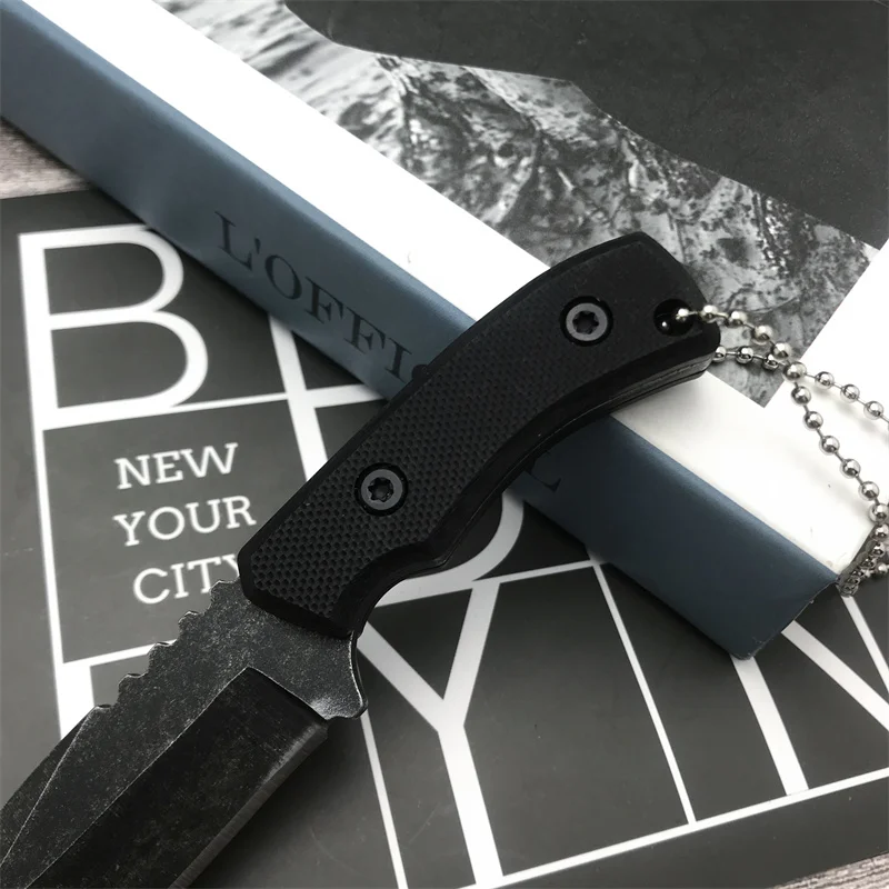 Mini Portable choker Outdoor Camping Hunting Knife Survival Tactics EDC Tool Pocket Fixed knife 8Cr13Mov blade G10 handle