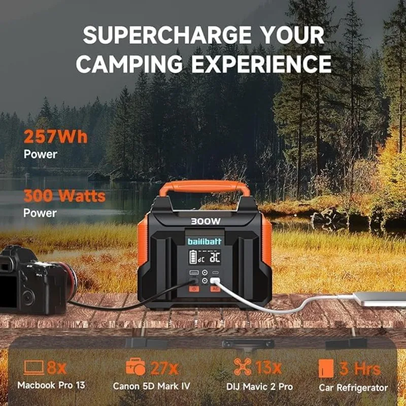 Portable Power Station 300W 257wh Lithium Battery Bailibatt Small Portable Generator for Home Use Camping Travel Emergency