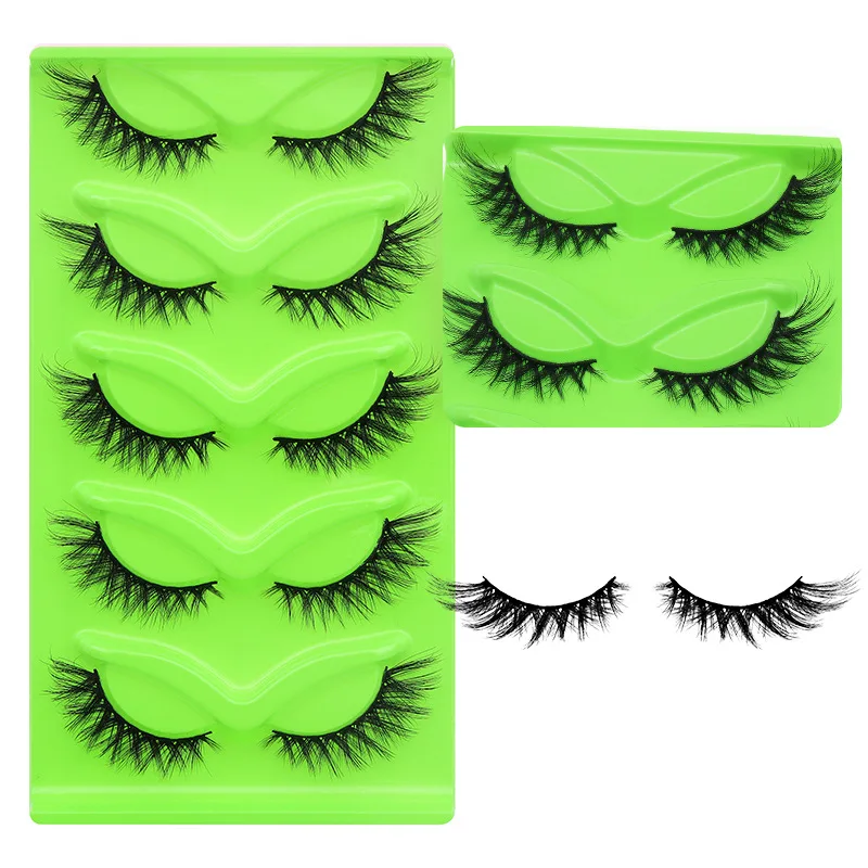 5 Pairs Thick Fluffy False Eyelashes Winged Fake Eyelash Clusters Extensions Japanese Simulation Cay Eye Natural Lashes Makeup