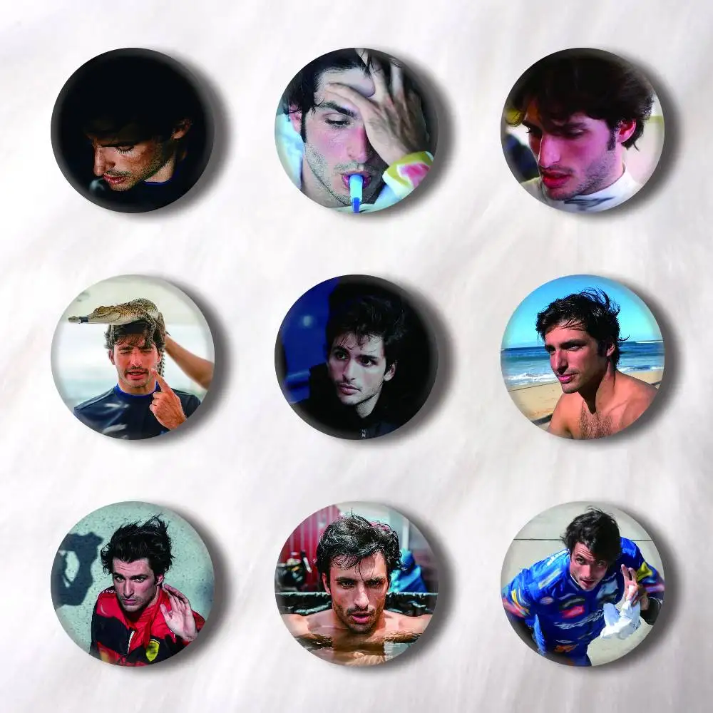 Racing C-Carlos 55 S-Saniz Creative Round Button Badges Cute Pin Brooch for Backpack Clothes Lapel Jewelry
